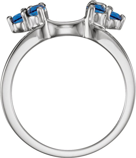 14K Gold Round Natural Blue Sapphire Wrap-Style Ring Enhancer – 2.8mm Stones - view 2