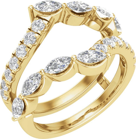 14K Gold Marquise Lab-Grown Diamond Ring Guard – 4.7x2.4mm - Yellow Gold