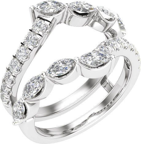 14K Gold Marquise Lab-Grown Diamond Ring Guard – 4.7x2.4mm - White Gold