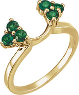 14K Gold Round Natural Emerald Wrap-Style Ring Enhancer