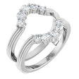 Platinum Round Lab-Grown Diamond Grooved Accented Ring Guard