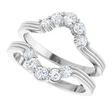 Platinum Round Lab-Grown Diamond Grooved Accented Ring Guard - view 5