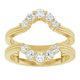 14K Gold Round Lab-Grown Diamond Grooved Accented Ring Guard - Yellow Gold - view 3