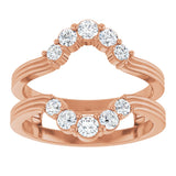 14K Gold Round Lab-Grown Diamond Grooved Accented Ring Guard - Rose Gold - view 3