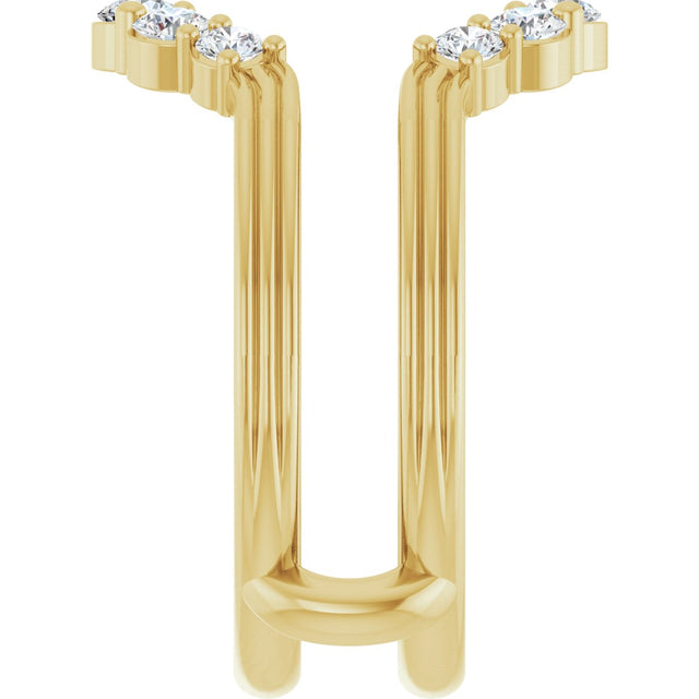 14K Gold Round Lab-Grown Diamond Grooved Accented Ring Guard - Yellow Gold - view 4