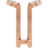 14K Gold Round Natural Diamond Grooved Accented Ring Guard - Rose Gold - view 4
