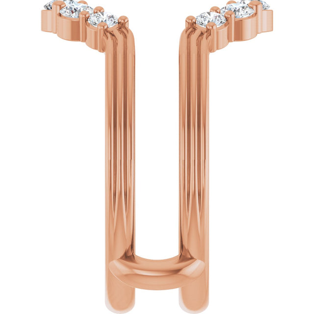 14K Gold Round Lab-Grown Diamond Grooved Accented Ring Guard - Rose Gold - view 4