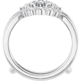 Platinum Round Lab-Grown Diamond Grooved Accented Ring Guard - view 2
