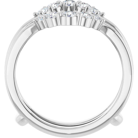 Platinum Round Lab-Grown Diamond Grooved Accented Ring Guard - view 2