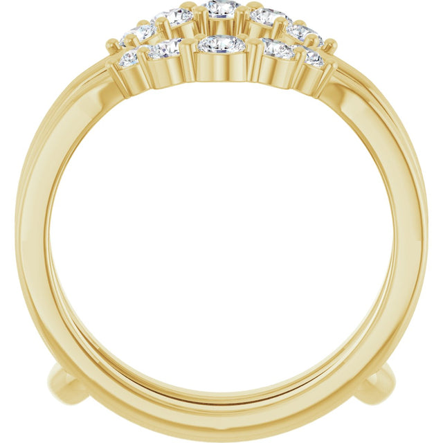 14K Gold Round Lab-Grown Diamond Grooved Accented Ring Guard - Yellow Gold - view 2
