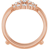 14K Gold Round Lab-Grown Diamond Grooved Accented Ring Guard - Rose Gold - view 2