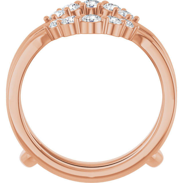 14K Gold Round Lab-Grown Diamond Grooved Accented Ring Guard - Rose Gold - view 2