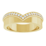14K Gold Round Natural Diamond Contour Band No. 2 - Yellow Gold - view 3