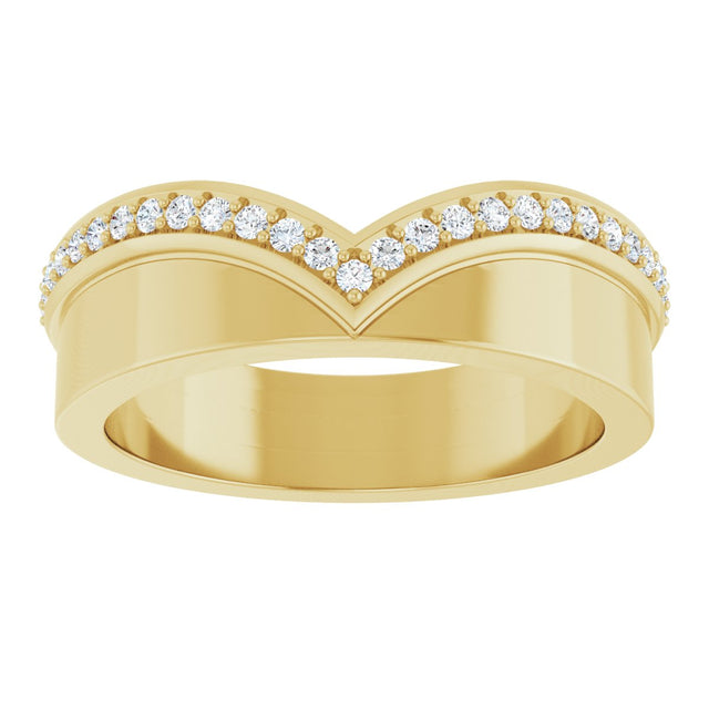 14K Gold Round Natural Diamond Contour Band No. 2 - Yellow Gold - view 3