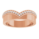 14K Gold Round Natural Diamond Contour Band No. 2 - Rose Gold - view 3