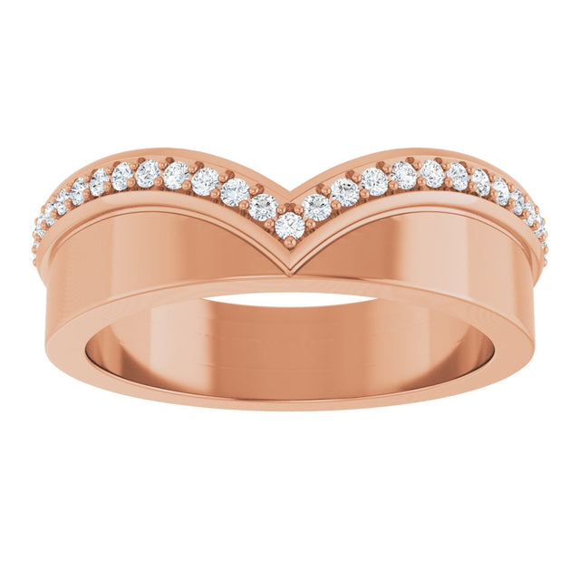 14K Gold Round Natural Diamond Contour Band No. 2 - Rose Gold - view 3