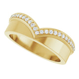 14K Gold Round Natural Diamond Contour Band No. 2 - Yellow Gold - view 5