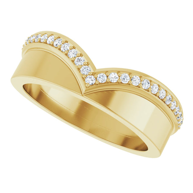 14K Gold Round Natural Diamond Contour Band No. 2 - Yellow Gold - view 5