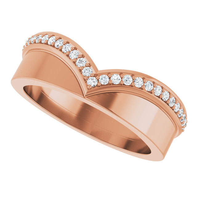 14K Gold Round Lab-Grown Diamond Contour Band IV - Rose Gold - view 5