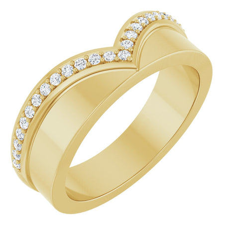 14K Gold Round Lab-Grown Diamond Contour Band IV - Yellow Gold