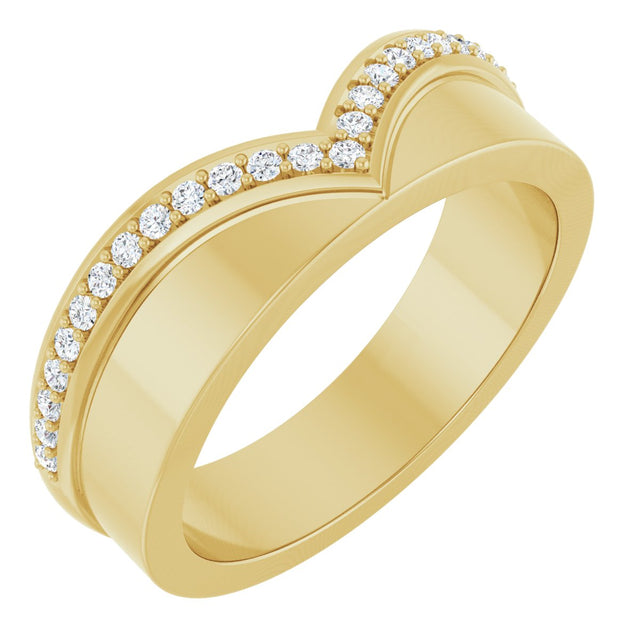 14K Gold Round Lab-Grown Diamond Contour Band IV - Yellow Gold