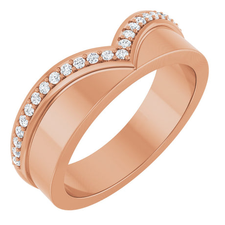 14K Gold Round Natural Diamond Contour Band No. 2 - Rose Gold