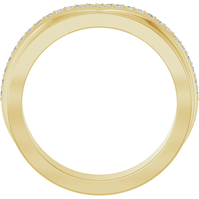 14K Gold Round Lab-Grown Diamond Contour Band IV - Yellow Gold - view 2