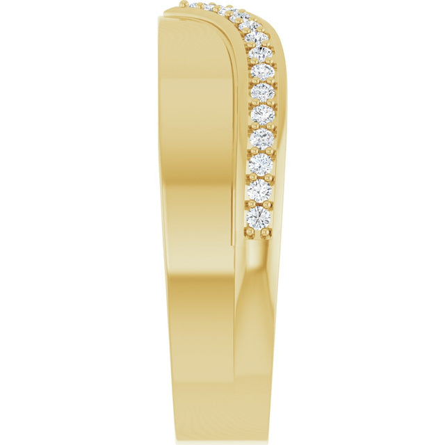 14K Gold Round Natural Diamond Contour Band No. 2 - Yellow Gold - view 4