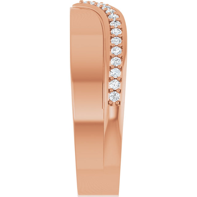 14K Gold Round Lab-Grown Diamond Contour Band IV - Rose Gold - view 4