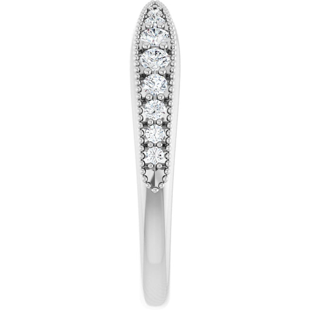 Platinum Round Natural Diamond Milgrain Edge Accented Contour Band II - view 4