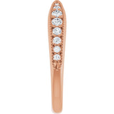 14K Gold Round Lab-Grown Diamond Milgrain Edge Accented Contour Band II No. 2 - Rose Gold - view 4