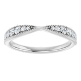 Platinum Round Natural Diamond Milgrain Edge Accented Contour Band II - view 3