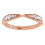14K Gold Round Lab-Grown Diamond Milgrain Edge Accented Contour Band II No. 2 - Rose Gold - view 3