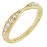 14K Gold Round Lab-Grown Diamond Milgrain Edge Accented Contour Band II No. 2 - Yellow Gold