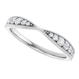 Platinum Round Lab-Grown Diamond Milgrain Edge Accented Contour Band II No. 2 - view 5