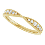 14K Gold Round Lab-Grown Diamond Milgrain Edge Accented Contour Band II No. 2 - Yellow Gold - view 5