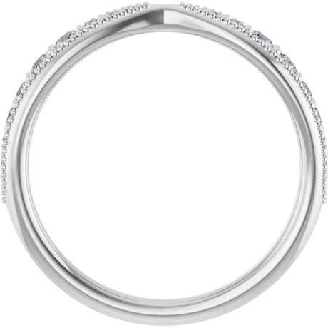 Platinum Round Lab-Grown Diamond Milgrain Edge Accented Contour Band II No. 2 - view 2