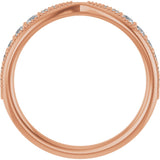 14K Gold Round Lab-Grown Diamond Milgrain Edge Accented Contour Band II No. 2 - Rose Gold - view 2