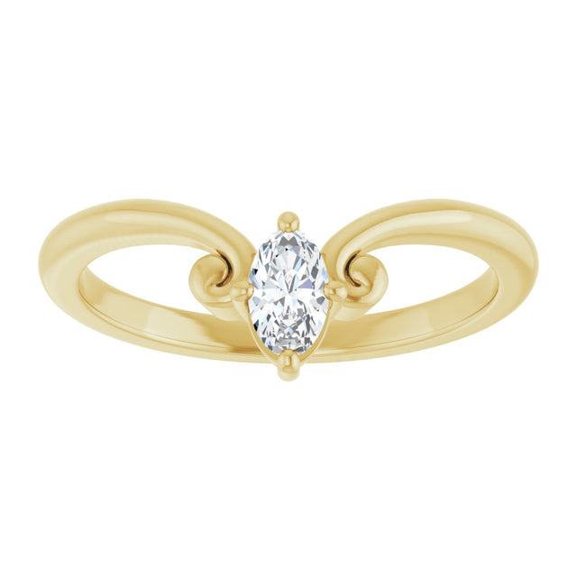 14K Gold Marquise Lab-Grown Diamond Contour Band – 4x3mm - Yellow Gold - view 3