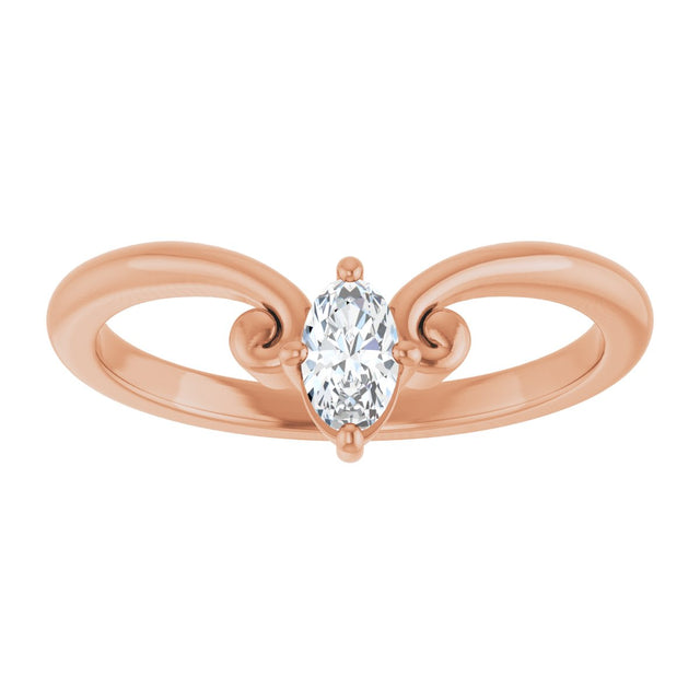 14K Gold Marquise Lab-Grown Diamond Contour Band – 4x3mm - Rose Gold - view 3