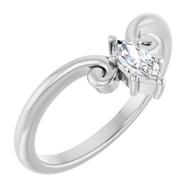Platinum Marquise Lab-Grown Diamond Contour Band – 4x3mm