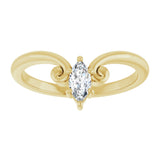 14K Gold Marquise Natural Diamond Contour Band – 4x3mm - Yellow Gold - view 3