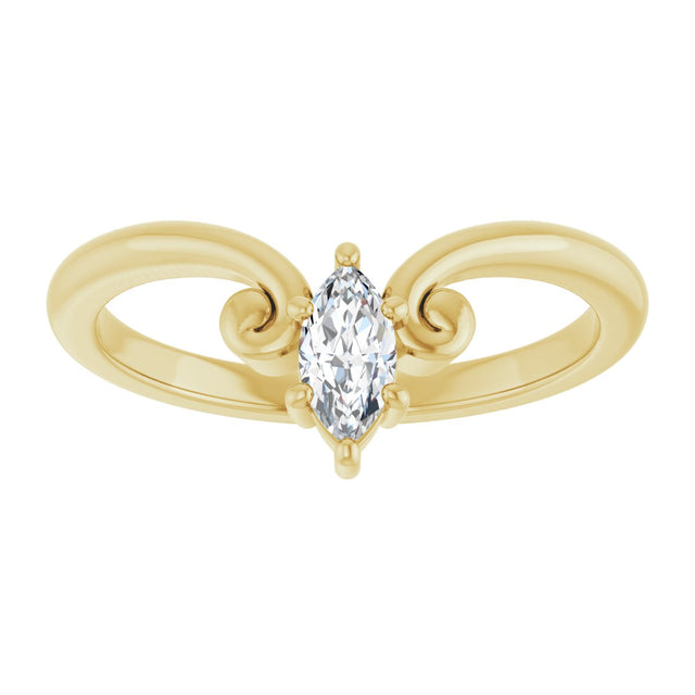 14K Gold Marquise Lab-Grown Diamond Contour Band – 4x3mm - Yellow Gold - view 3