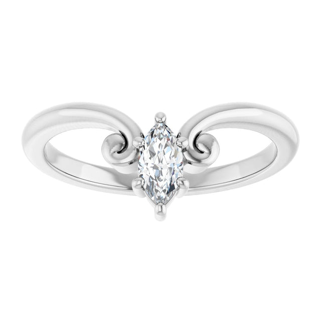 Platinum Marquise Natural Diamond Contour Band – 4x3mm - view 3