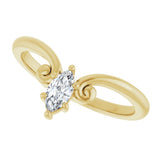 14K Gold Marquise Natural Diamond Contour Band – 4x3mm - Yellow Gold - view 5