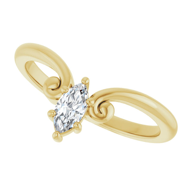14K Gold Marquise Lab-Grown Diamond Contour Band – 4x3mm - Yellow Gold - view 5