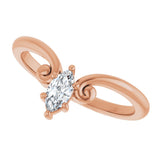 14K Gold Marquise Lab-Grown Diamond Contour Band – 4x3mm - Rose Gold - view 5