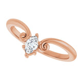 14K Gold Marquise Natural Diamond Contour Band – 4x3mm - Rose Gold - view 5