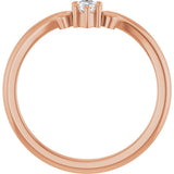 14K Gold Marquise Natural Diamond Contour Band – 4x3mm - Rose Gold - view 2