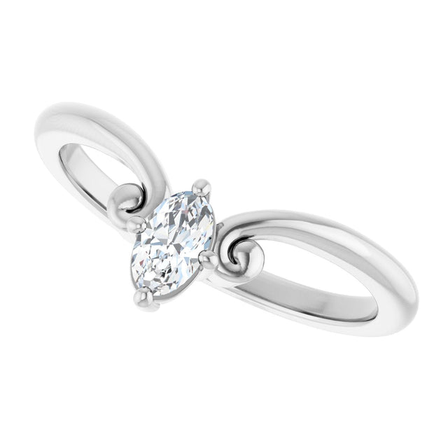 14K Gold Marquise Lab-Grown Diamond Contour Band – 4x3mm - White Gold - view 5